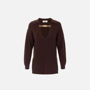 Maglia in misto lana con cinturino gioiello