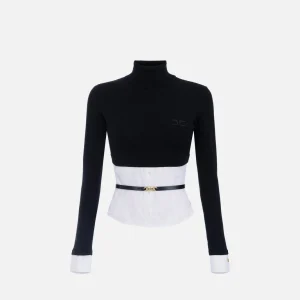 Maglia in viscosa e popeline di cotone