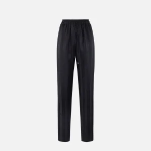 Pantaloni in satin con righe jacquard