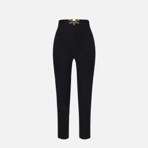 Pantaloni in doppio crêpe stretch con dettagli logo