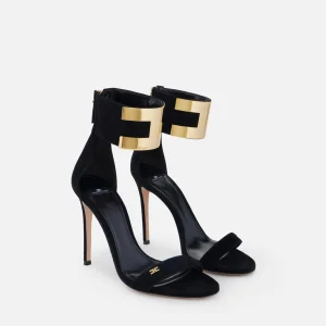 Sandali in suede con logo gioiello