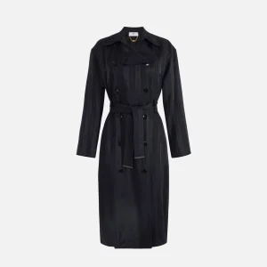 Trench in satin con righe jacquard