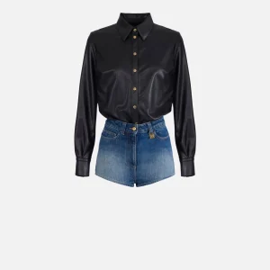 Tuta in tessuto effetto nappa e denim