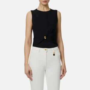 Top in jersey con dettaglio gioiello