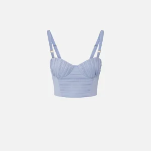 Top in taffettà di nylon a righe