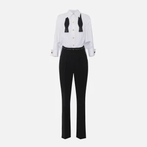 Tuta in popeline e crêpe leggero