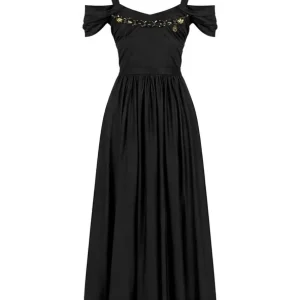 Abito in cotone stretch con catena gioiello