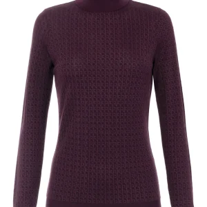 Maglia in lana con micro-logo jacquard