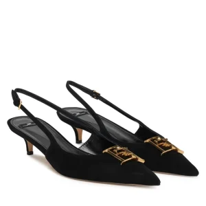 Slingback in suede con dettaglio logo