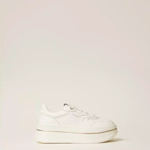 Sneakers flatform in pelle