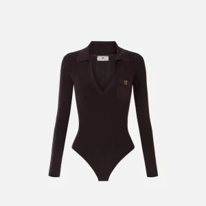 Body in maglia con ricami à jour