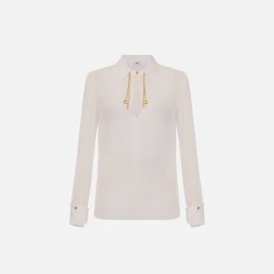 Camicia in georgette con loghi gioiello