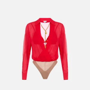 Body in georgette con catena gioiello