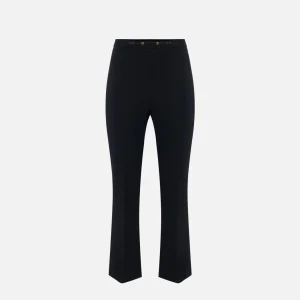 Pantaloni in doppio crêpe stretch con dettaglio gioiello
