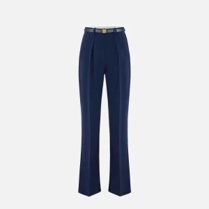 Pantaloni in crêpe leggero con cintura