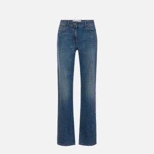 Jeans a palazzo con strass